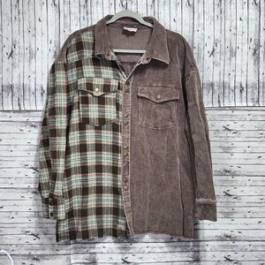 Oli & Hali Corduroy Plaid Shacket